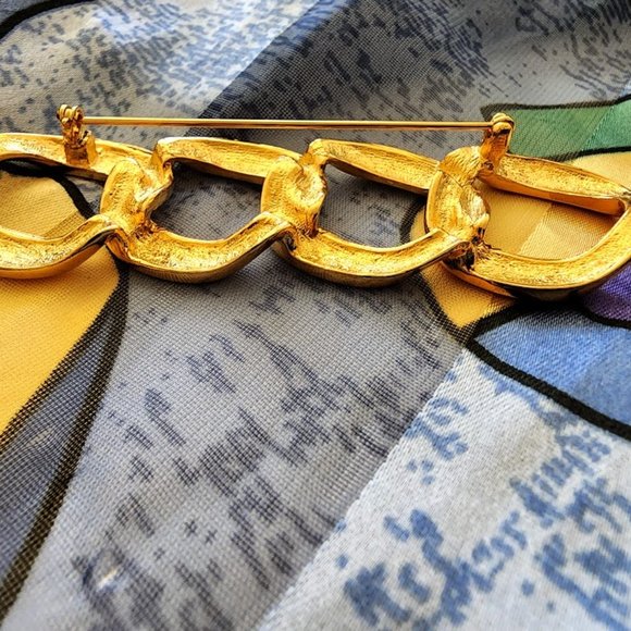 Vintage Chunky Gold Chain Link Pin - Picture 4 of 5